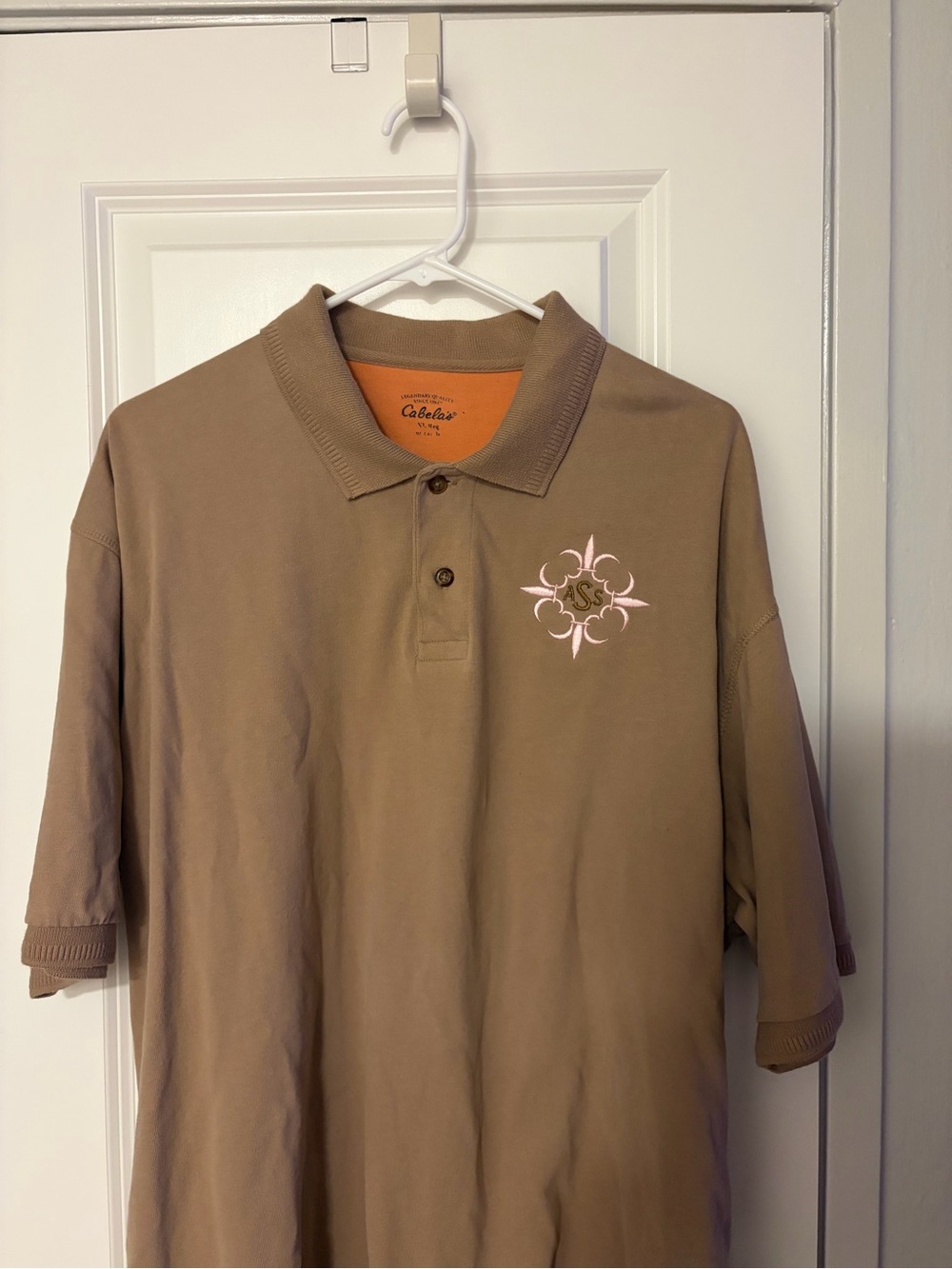 Cabela's Rare A.S.S pink embroidery Polo Shirt in tan